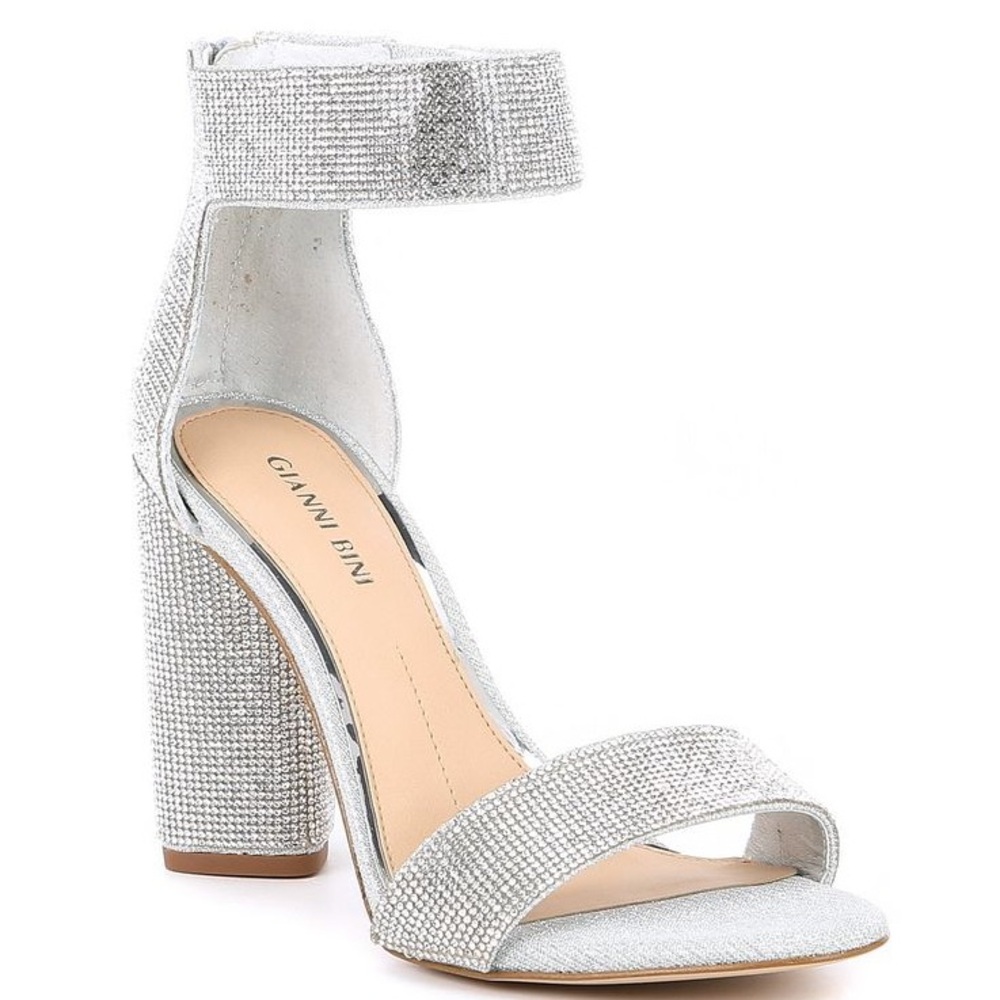 Gianni Bini Rhinestone Silver Block Heels